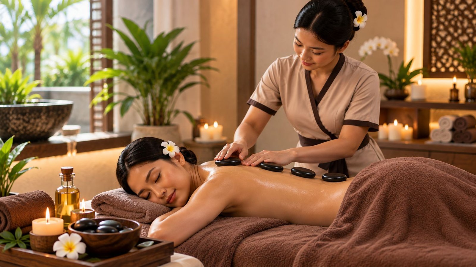 warm stone massage